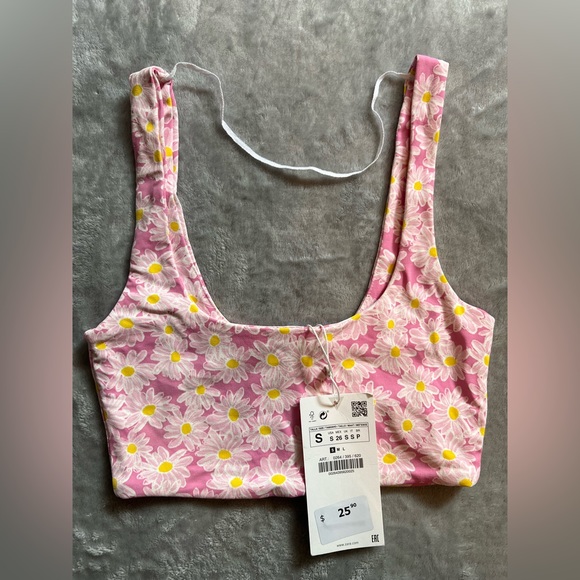 Zara Floral Crop Top - Picture 1 of 3